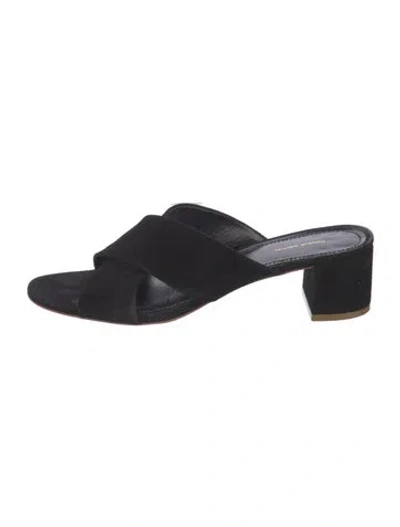 Pre-owned Mansur Gavriel Suede Slides In Black