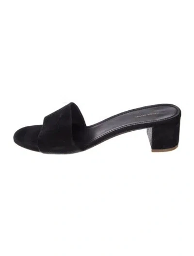 Pre-owned Mansur Gavriel Suede Slides In Black