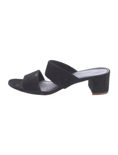 Pre-owned Mansur Gavriel Suede Slides In Blue