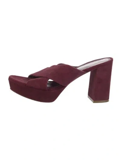 Pre-owned Mansur Gavriel Suede Slides In Burgundy
