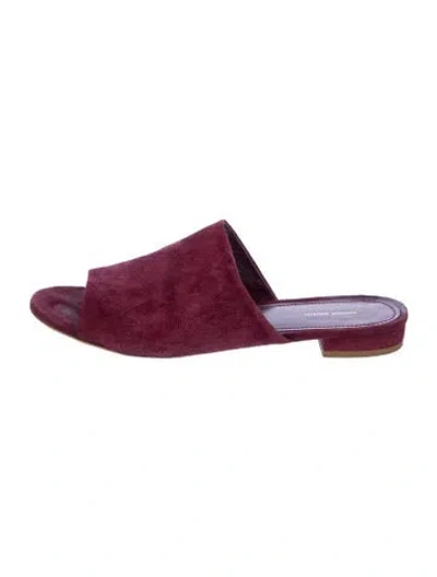 Pre-owned Mansur Gavriel Suede Slides In Burgundy