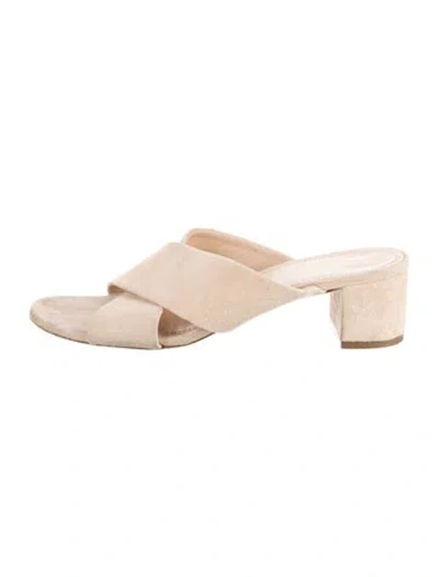 Pre-owned Mansur Gavriel Suede Slides In Neutral