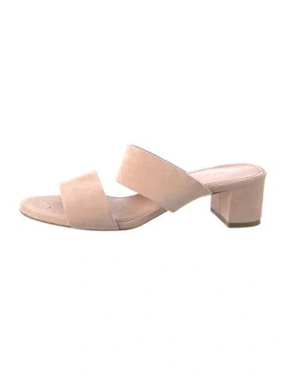 Pre-owned Mansur Gavriel Suede Slides In Neutrals