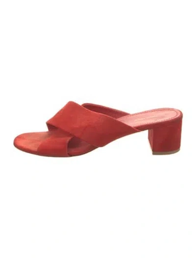 Pre-owned Mansur Gavriel Suede Slides In Red