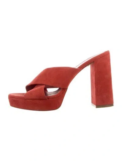 Pre-owned Mansur Gavriel Suede Slides In Red