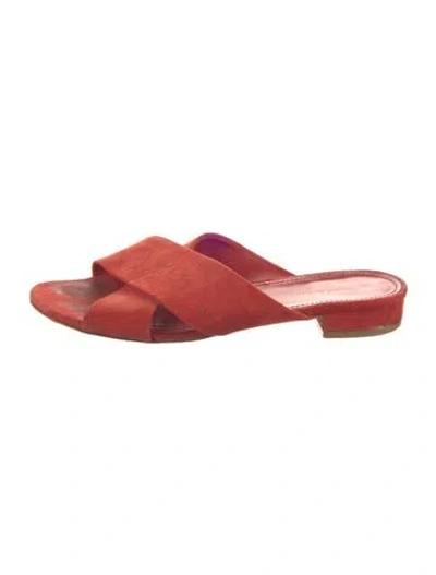 Pre-owned Mansur Gavriel Suede Slides In Red