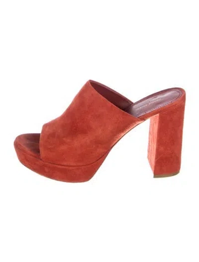 Pre-owned Mansur Gavriel Suede Slides In Red