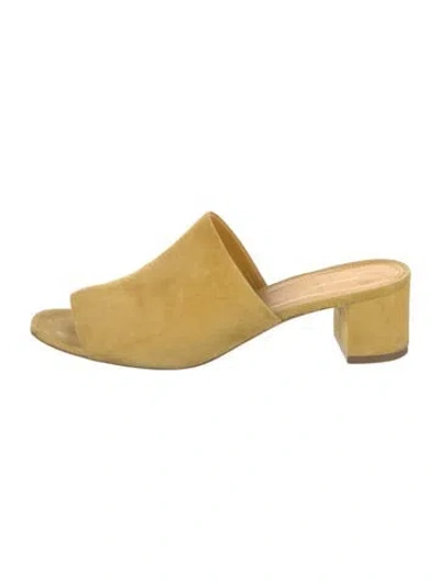 Pre-owned Mansur Gavriel Suede Slides In Yellow
