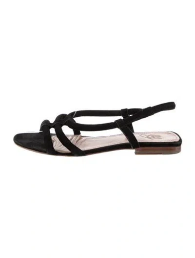 Pre-owned Mansur Gavriel Suede Slingback Flats In Black