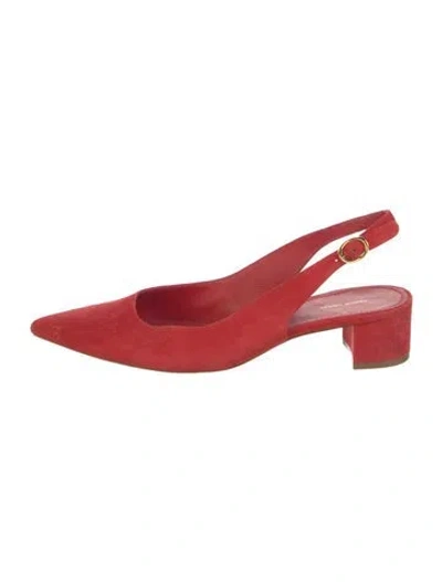 Pre-owned Mansur Gavriel Suede Slingback Flats In Red