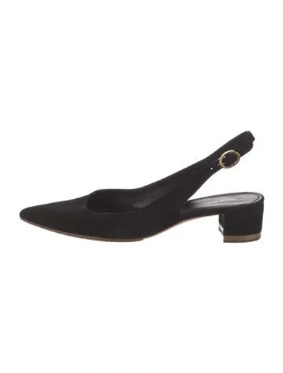 Pre-owned Mansur Gavriel Suede Slingback Pumps In Black