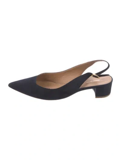 Pre-owned Mansur Gavriel Suede Slingback Pumps In Blue