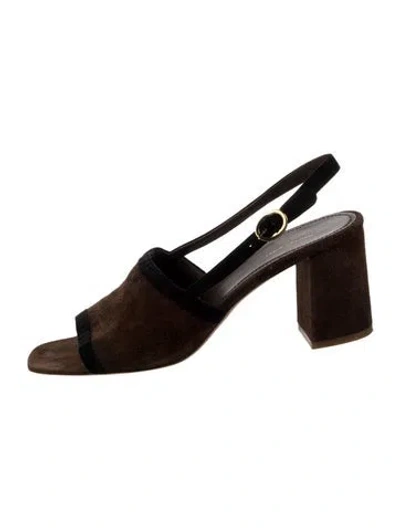 Pre-owned Mansur Gavriel Suede Slingback Sandals In Brown