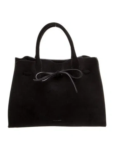 Pre-owned Mansur Gavriel Suede Top Handle Bag In Black