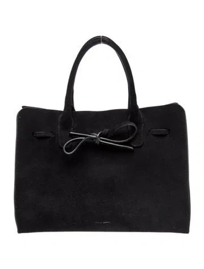 Pre-owned Mansur Gavriel Suede Top Handle Bag In Black