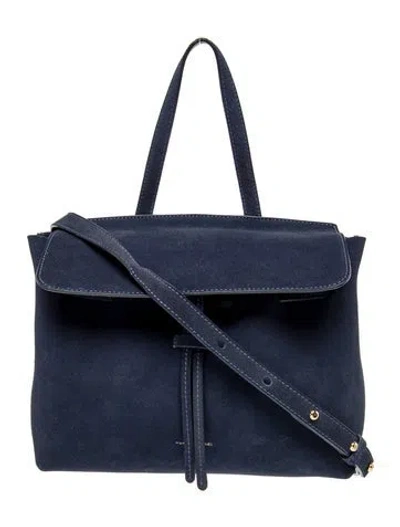Pre-owned Mansur Gavriel Suede Top Handle Bag In Blue