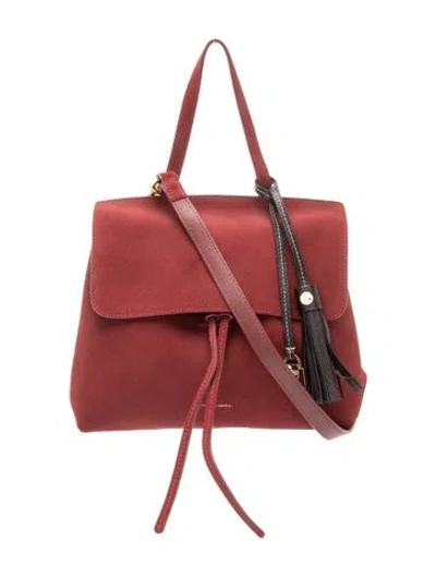 Pre-owned Mansur Gavriel Suede Top Handle Bag In Burgundy