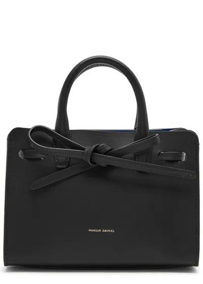 Mansur Gavriel Sun Mini Leather Top Handle Bag In Black