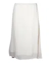 Mansur Gavriel Textured Midi Skirt In Cream Silk In White