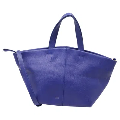 Pre-owned Mansur Gavriel Tulipano Tote Bag In Blue Calf Leather