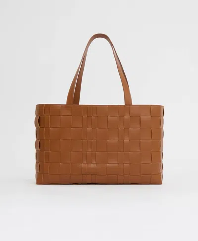 Mansur Gavriel Upcycled Woven Leather Tote In Brown