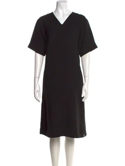 Pre-owned Mansur Gavriel V-neck Knee-length Dress In Black