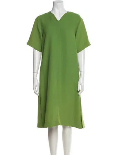 Pre-owned Mansur Gavriel V-neck Midi Length Dress In Green