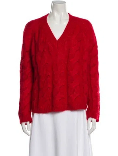 Pre-owned Mansur Gavriel V-neck Sweater In Red