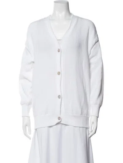 Pre-owned Mansur Gavriel V-neck Sweater In White