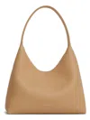 Mansur Gavriel Luxury Soft Calf Leather Crossbody Hobo Bag In Sand In Beige
