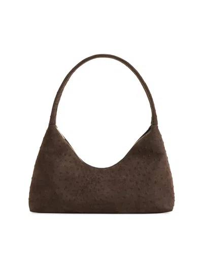 Mansur Gavriel Women's Candy Ostrich-embossed Suede Baguette Bag In Black