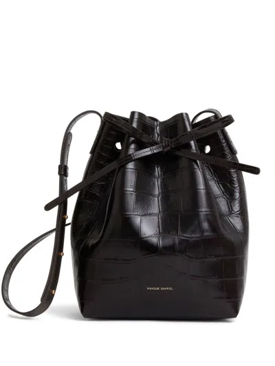 Mansur Gavriel Women's Chocolate Mini Bucket Bag In Stamped Cow Leather Fw23 In Brown