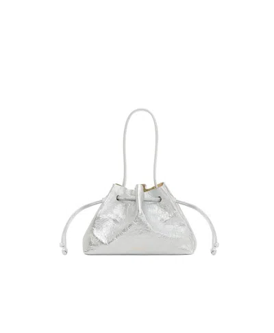 Mansur Gavriel Women's Drawstring Pouchette In Crinkle Silver In Multi