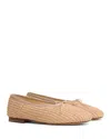 Mansur Gavriel Bow-detailed Raffia Ballet Flats In Natural