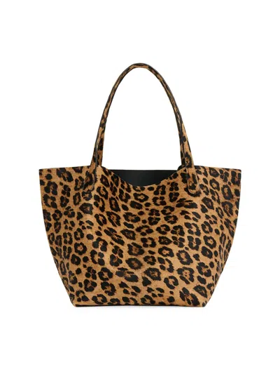 Mansur Gavriel Women's Everyday Soft Leopard-print Calf Hair Tote Bag In Brown