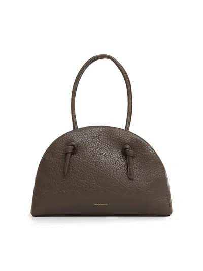 Mansur Gavriel Fortuna Bowling Bag In Ebony Stamped Lambskin