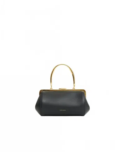 Mansur Gavriel Pina Metal Handle Evening Mini Bag In Black