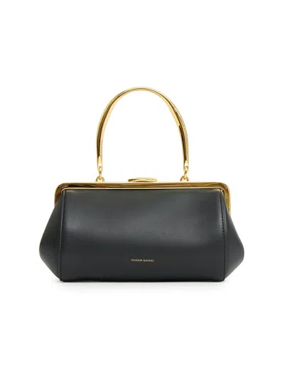 Mansur Gavriel Pina Metal Handle Evening Mini Bag In Black