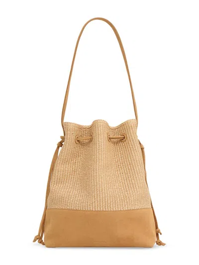 MANSUR GAVRIEL WOMEN'S RAFFIA & SUEDE BUCKET BAG
