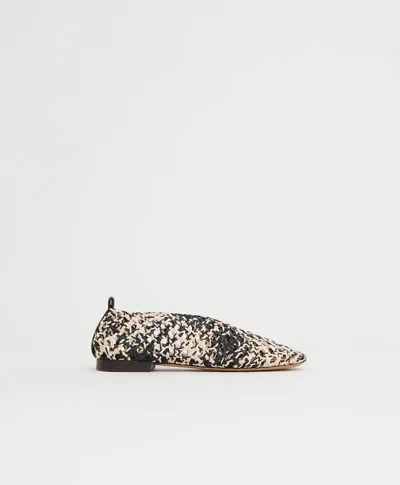 Mansur Gavriel Women's Woven Ballerina Flat Shoes In Black/white In Multi