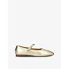 Mansur Gavriel Womens  Square-toe Mary-jane Leather Ballet Flats In Gold