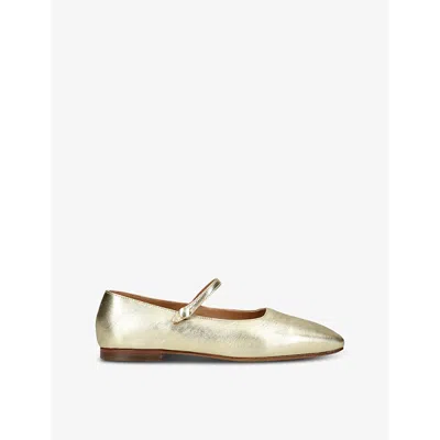 Mansur Gavriel Womens  Square-toe Mary-jane Leather Ballet Flats In Gold
