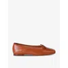 Mansur Gavriel Square Toe Ballerina In Tan