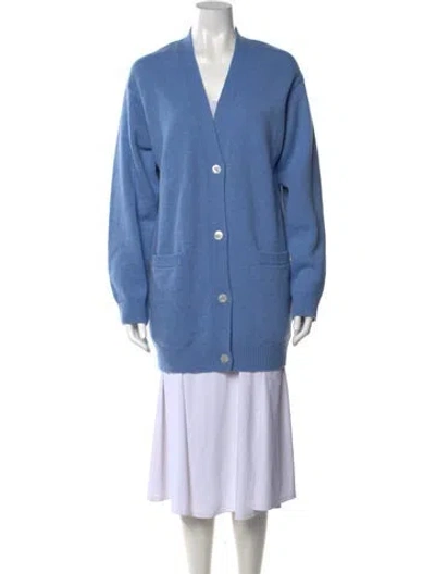 Pre-owned Mansur Gavriel Wool V-neck Sweater In Blue