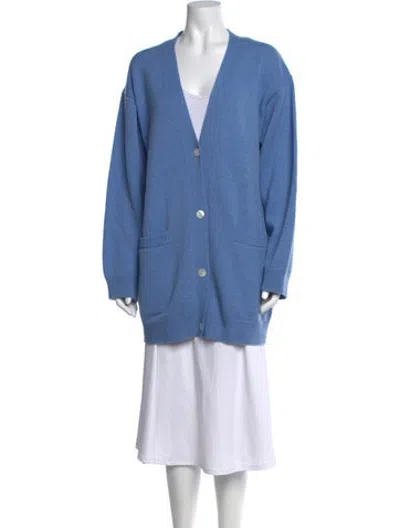 Pre-owned Mansur Gavriel Wool V-neck Sweater In Blue