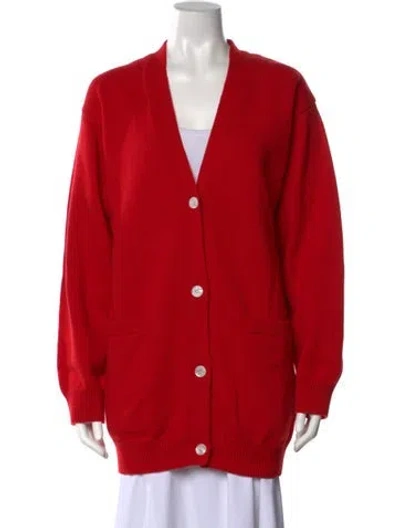 Pre-owned Mansur Gavriel Wool V-neck Sweater In Red