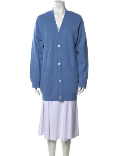 Pre-owned Mansur Gavriel Wool V-neck Sweater W/ Tags In Blue