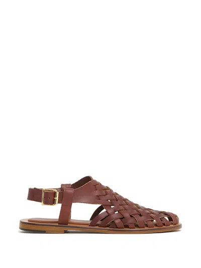 Mansur Gavriel Woven Leather Sandals In Brown