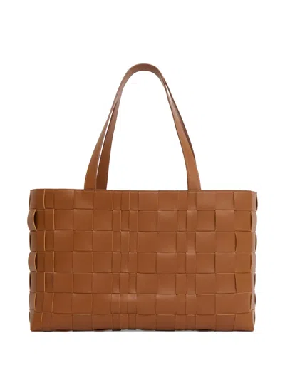 Mansur Gavriel Woven Leather Tote Bag In Brown