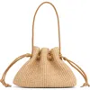Mansur Gavriel Woven Raffia Drawstring Pouchette In Brown